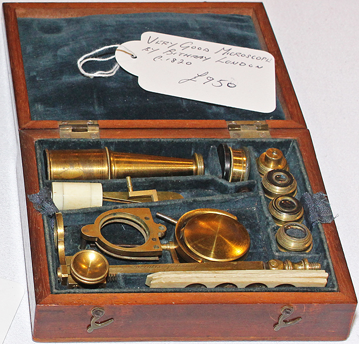 Brass microscope in box